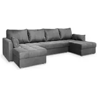 Masseno Ecksofa NAKO M mit Schlaffunktion U-Form, Sofa mit Bettkasten, Wohnzimmersofa, Couch, Soffa, Bettsofa, Couchgarnitur- Grau, MONOLITH 85