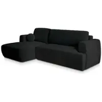 Masseno Ecksofa SENTI K L-S mit Schlaffunktion L-Form, Sofa mit Bettkasten, Wohnzimmersofa, Couch, Soffa, Bettsofa, Couchgarnitur- Schwarz, KRONOS 07