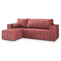 Masseno Ecksofa RAVELO T mit Schlaffunktion L-Form, Sofa mit Bettkasten, Wohnzimmersofa, Couch, Soffa, Bettsofa, Couchgarnitur- Rosa, TILIA 62
