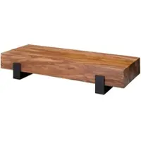 KADIMA DESIGN Couchtisch 115x22x44cm Sheesham Massivholz / Metall Sofatisch, Design Wohnzimmertisch Modern, Stubentisch Braun / Schwarz, Designer Kaffeetisch Massiv, Tisch Wohnzimmer Rechteckig