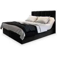Masseno Boxspringbett BARINO 140x200 cm Komplett-Set mit Bonell Matratze und Topper, Polsterbett mit Bettkästen -Schwarz, KRONOS 07