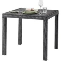 Dmora Outdoor Tisch Dguidon, Fester quadratischer Tisch, Mehrzweck-Gartentisch in Rattan-Optik, 100% Italy, 80x80h74 cm, Anthrazit