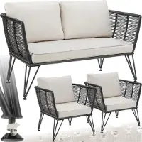 TecTake Garten-Loungeset Sundo im Rope-Design mit Polyrattan