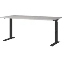 KADIMA DESIGN Schreibtisch höheneinstellbar 68-91 cm | Greige/Schwarz 160x80cm | C-Fuß Bürotisch Ergonomisch | Germany | "Stuttgart"