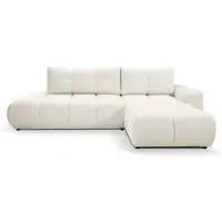 Masseno Ecksofa DUCA L-S mit Schlaffunktion L-Form, Sofa mit Bettkasten, Wohnzimmersofa, Couch, Soffa, Bettsofa, Couchgarnitur- Creme, NOW OR NEVER 02