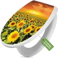 Banjado Toilettendeckel weiß mit Absenkautomatik und Motiv Sonnenblumenmeer [TDW 12283]