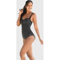 LASCANA Badeanzug , Damen, Gr. 38, Cup D, schwarz (schwarz, grau), Polyamid, Badeanzüge Badeanzug, im dezenten Design mit Shaping-Effekt
