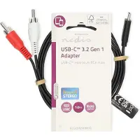 Nedis USB-C Adapter - USB 3.2 Gen 1 - USB-C Stecker - 2x RCA Stecker - 1.00 m - Rund - Vernickelt - PVC - Schwarz - Label