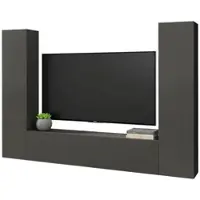 Dmora Wohnzimmermöbel Ddurmis, Wohnzimmergarnitur TV-Möbel mit 3 Türen, Mehrzweck-Wohnmöbel, 100 % Italy, cm 260x30h180, Anthrazit