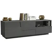 Dmora TV-Ständer Dcoulibal, niedriges Wohnzimmer-Kommode mit 2 Türen und 1 Schublade, TV-Ständer-Basis, 150x44x46 cm, Anthrazit