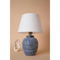 Opviq , Hochwertige Tischlampe, Keramikkörper, Blau und Weiß, 30 cm Breite x 45 cm Höhe | E27 Fassung, max. 40 W | Stilvolles Design für modernes Wohnen und Büro.