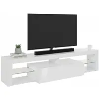 Dmora TV-Ständer Dcompagno, TV-Ständerbasis, niedriges Wohnzimmer-Kommode mit 1 Tür, 100 % Italy, 160 x 40 x 35 cm, glänzendes Weiß