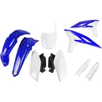 Ufo Verkleidungskit PLAST 9-teilig Verkleidungssatz Kunststoff mit Gabelschutz für Yamaha YZ F 250 ccm Bj. 2011, Farbe:blau / weiß / schwarz