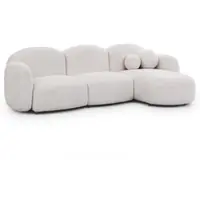 S-Style Möbel Nuvola - Moderne Ecksofa L-Form aus Weiß Bouclé-Stoff mit abgerundetem Design und hohem Sitzkomfort