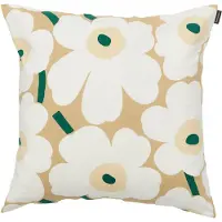 Marimekko - Pieni Unikko Kissenbezug, 50 x 50 cm, sand, white, hay, emerald