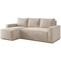 Masseno Ecksofa POTARO LM mit Schlaffunktion L-Form, Sofa mit Bettkasten, Wohnzimmersofa, Couch, Soffa, Bettsofa, Couchgarnitur- Creme, LUMO 55