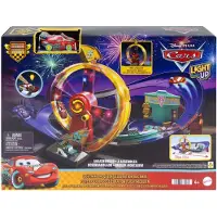 Mattel Disney Pixar Cars Rennen zur Feier von Lightning McQueen, Rennstrecke-Spielset zum Feiern mit Spielzeugauto, Fahrzeug- & Schienen-Set, 4 Jahr(e), LR44, Kunststoff, Metall, Mehrfarbig