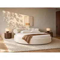 Vente-unique Rundes Bett 220 x 220 cm - Bukla - Weiß - ROGILA