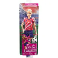 Mattel Fußballspielerin-Puppe, blond, Trikot mit der Nummer 9, Fußball, Stollenschuhe, Stutzen, für Kinder ab 3 Jahre, Modepuppe, Weiblich, 3 Jahr(e), Mädchen, 296 mm, 120 g