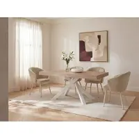 Vente-unique Esstisch ausziehbar - 6 bis 10 Personen - MDF & Metall - Holzfarben & Weiß - CATONAV