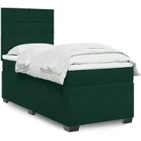vidaXL Boxspringbett mit Matratze Dunkelgrün 80x200 cm Samt