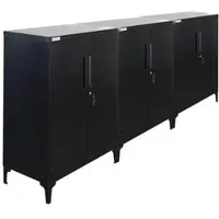 Proregal Mega Deal 3x Aktenschrank ELEPHANT abschließbar aus Metall mit Beinen & 80 cm breit 2 Ebenen Schwarz Mehrzweckschrank 90x80x40cm