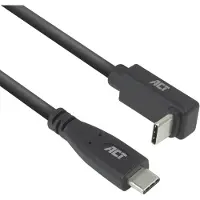 ACT USB 3.0 10 Gbit/s 60 W USB-Typ-C-Kabel (gerade) auf USB-Typ-C (nach oben/unten abgewinkelt), 0,5 Meter, 0,5 m, USB C, USB C, USB 3.2 Gen 2 (3.1 Gen 2), 10 Gbit/s, Schwarz