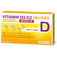 Hevert Arzneimittel GmbH & Co. KG Vitamin D3 K2 Hevert plus Calcium und Magnesium 4000 IE, 60 St., 60 St. Kapseln