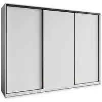 Masseno Schiebetürenschrank NISSE 250/205/60 cm Kleiderschrank mit 4 Schubladen Schlafzimmer Schrank 3-türig Weiß