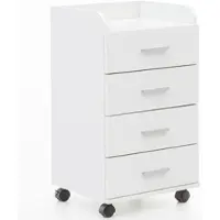 KADIMA DESIGN ROLLCONTAINER 4 Schubladen Ablage Melaminbeschichtet ISONZO, Weiß 40x33x71 cm