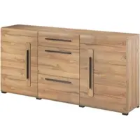 Masseno Kommode TULLIA 180 cm Sideboard mit 3 Schubladen und 2 Türen für Wohnzimmer Schlafzimmer Modern 180x39x86 cm Eichefarben / Eichefarben