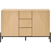 STILVORA Sideboard mit geometrischer Struktur und Doppeltüren, Aufbewahrungsschrank mit mittlerer Schublade und viel Stauraum, Wohnzimmerschrank multifunktional