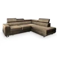 Masseno Ecksofa NOLA R-S mit Schlaffunktion L-Form, Sofa mit Bettkasten, Wohnzimmersofa, Couch, Soffa, Bettsofa, Couchgarnitur- Beige, MONOLITH 09