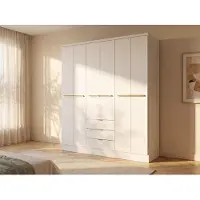 Vente-unique Kleiderschrank mit 6 Türen & 3 Schubladen - 180 cm- Weiß - PEROLI