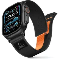 Tech-Protect Nylon Elite Strap for Apple Watch 44 / 45 / 46 / 49 mm - Black amp Orange