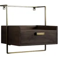 KADIMA DESIGN Nachtkonsole für Wandmontage 44x45x35 cm Mango Massivholz Dunkelbraun, Nachttisch mit Schublade, Wandboard Schwebend für Boxspringbett, Nachtschrank