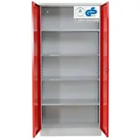 Proregal Stahlschrank Bee 6 Fachböden HxBxT 195 x 92 x 50 cm Pulverbeschichtetes & Verstärktes Fachbodenmaterial Grau & Rot