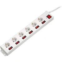 Hama 137239, 1,4 m, Drinnen, Synthetik, Weiß, 6 AC-Ausgänge, 230 V