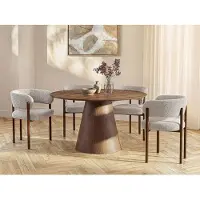Vente-unique Esstisch rund - 4 Personen - MDF - Holzfarben dunkel - ANTALIZA
