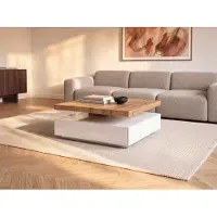 Vente-unique Couchtisch drehbar - 1 Schublade - MDF - Weiß & Holzfarben - KYRIA