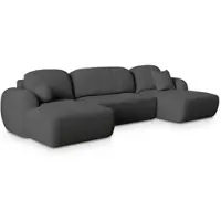 Masseno Ecksofa SAVONA N mit Schlaffunktion U-Form, Sofa mit Bettkasten, Wohnzimmersofa, Couch, Soffa, Bettsofa, Couchgarnitur- Grau, NOW OR NEVER 92