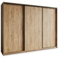 Masseno Schiebetürenschrank NISSE 250/205/60 cm Kleiderschrank mit 4 Schubladen Schlafzimmer Schrank 3-türig Craft Eiche Gold