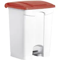 Helit Tret-Abfalleimer the step, 45 Liter, weiß/rot (5690702)