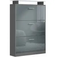 Vladon SCHUHSCHRANK Lavia Front in Grau Hochglanz