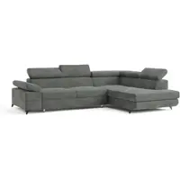 Masseno Ecksofa FAVIEN R-S mit Schlaffunktion L-Form, Sofa mit Bettkasten, Wohnzimmersofa, Couch, Soffa, Bettsofa, Couchgarnitur- Grau, MONOLITH 85