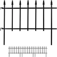 Relaxdays Beetzaun Metall, HxB: 45,5 x 226 cm, Garten Beeteinfassung zum Stecken, 4 Zaunelemente, Gotik Design, schwarz