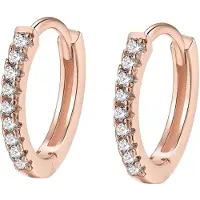 Hey Happiness Vergold. Huggie Ohrringe 925 Sterlingsilber mit Zirkoniasteinen in Rosegold | Gr.: onesize