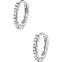 Hey Happiness Huggie Ohrringe 925 Sterlingsilber mit Zirkoniasteinen in Silber | Gr.: onesize