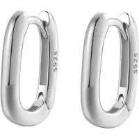 Hey Happiness Ohrringe Ovale Creolen 925 Sterlingsilber in Silber | Gr.: onesize