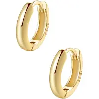 Hey Happiness Vergold. Creolen Klein 925 Sterlingsilber in Gold - (D) 0,8 cm | Gr.: onesize